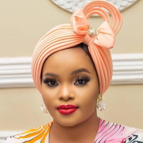 2021 Female Head Wraps Ready African Autogele Headtie Nigerian Wedding Gele Muslim Turban Cap Arab India Hat Turbante Mujer