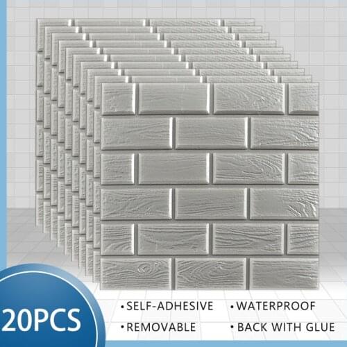 3D Wall Stickers Foam Brick Self-Adhesive Wallpaper Waterproof Panels Living Room Bedroom Kids Bathroom Home Decor Kitchen TV