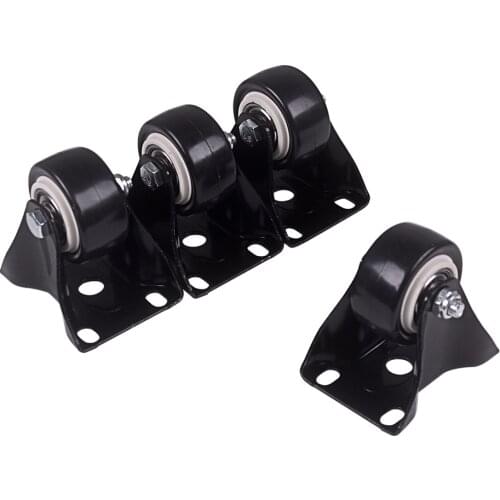 4Pcs 1.5 Inch Dia Heavy Duty 200KG Black Polyurethane Fixed Castor Wheels Trolley Furniture Caster