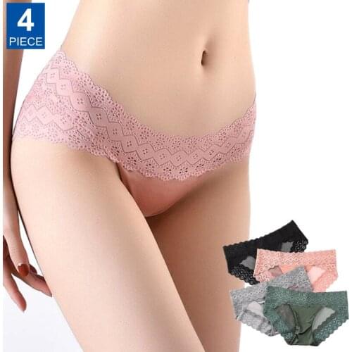 4 Pcs Sexy Lingerie Women Panties Lace Underwear French Ladies Seamless Knickers Underpant Briefs M/L/XL