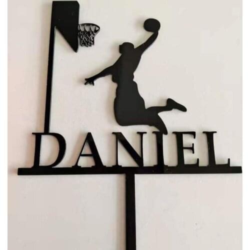 Theme Basketball Happy Birthday Cake Topper Acrylic Slam Dunk Cupcake Topper for Boys Birthday Sports Party Cake Decorations