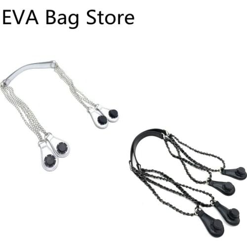Free shipping PU leather and chain bag handle for obag tote long bag handles