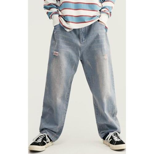 Autumn Retro street Jeans Mens personality Jean Hole Denim Pants Boys Mens Street Cowboy Trousers Men Bottoms Boyfriend Hiphop