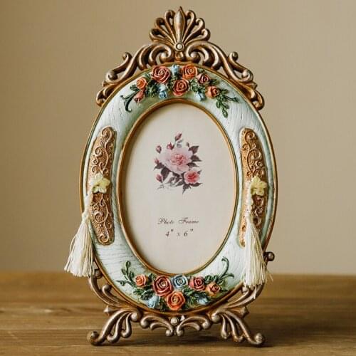 European Retro Style 6-inch Oval Picture Frame Tabletop Home Decorations