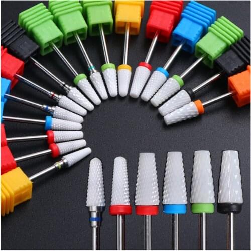 Ceramic Nail Drill Bit Mills Cutter for Manicure Rotary Burr Bits Electric Machine Accessories Milling Cutter for Nail Art Tool