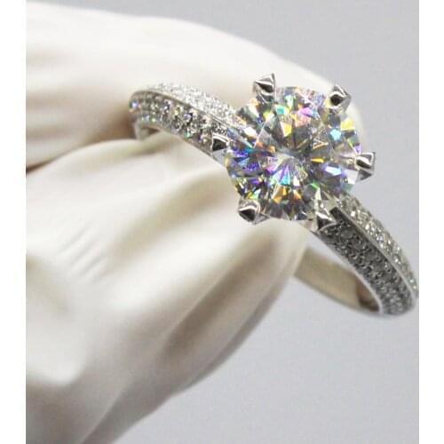 Pure 18K White Gold Ring Luxury Moissanite Ring D color Romantic style Wedding Anniversary Ring moissanite jewelry