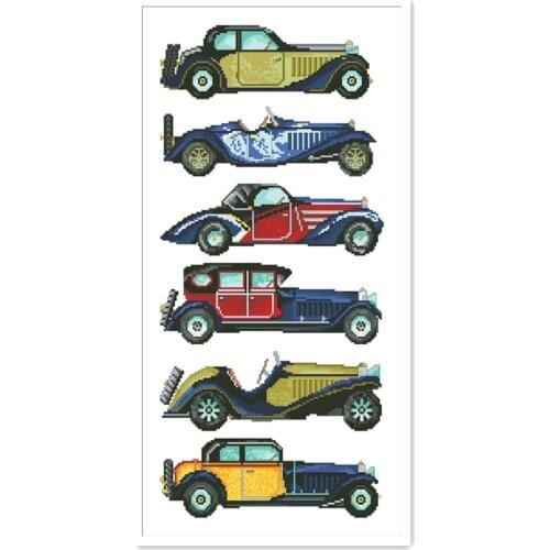Cars cross stitch Transportation 18ct 14ct 11ct white fabric cotton thread embroidery DIY handmade needlework
