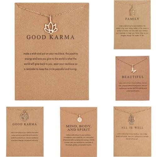 Trendy Hollow Lotus Pendant Necklace For Women Hand Palm Meditation Yoga Chakra Choker Necklaces Girl Friendship Wish Card Gift