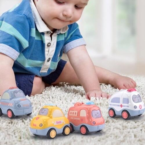 Cartoon Pull back Car baby toys Resistance to Fall Vehicle light up music Toys For Children