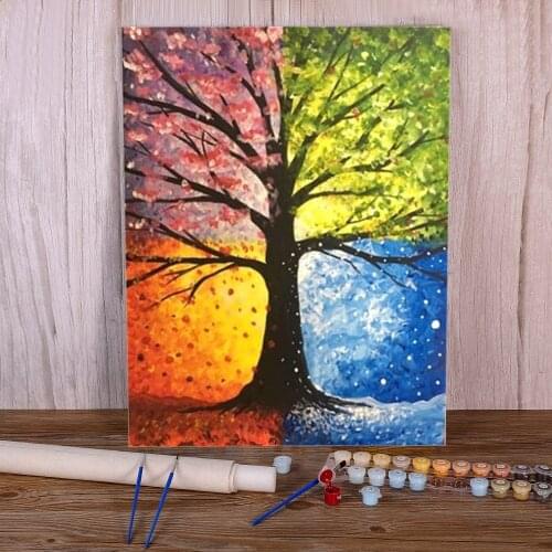 Landscape Tree DIY Painting By Numbers Complete Kit Acrylic Paints 50*70 Canvas Painting New Design For Handiwork