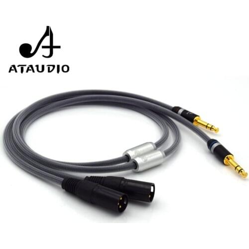 One pair ATAUDIO Hifi 6.35mm to XLR Male Audio Cable High Quality Dual 6.5mm to Dual XLR Cable