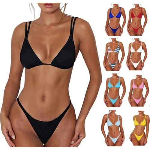 Wholesale Summer Swimsuit Bikini Sexy 11 color candy color classic bikini womens swimming 2 piece set
