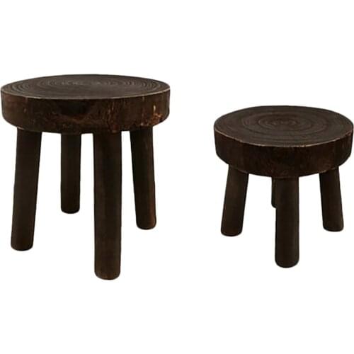 Wood Flower Pot Tray Gardening Stool Pot Holder Foot Rest Handmade Vintage Solid Wood Nordic Home Decor Potted plants Stool