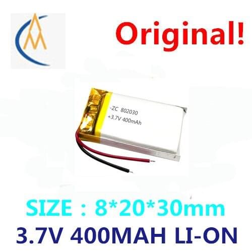Full capacity 3.7V polymer lithium battery 802030 400mah MP3 speaker navigator mobile power supply 3D glasses circuit board plus