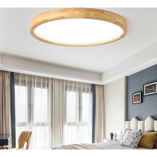 Italian Creative Style Ceiling Lamp Modern Round Solid Wood LED Ceiling Lights Simple Ultra-Thin Home Decor for Living Room Cafe