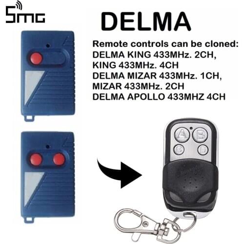 DELMA MIZARD 1CH DELMA KING 2CH Garage Door Remote Control clone replacement duplicator Key Fob for garage command 433.92Mhz