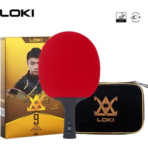 Professional LOKI 9-Star Table Tennis Racket 7-Layer Ebony Wood Bottom PING PONG Racket Short Long Handle Racquet Sports Adult