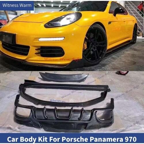 Real Carbon Fiber Front Rear Bumper Lip Diffuser Car Side Skirt Spoiler FOR Porsche Panamera 970 2014 2015 2016 body kit