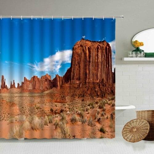 USA Monument Valley Scenery Shower Curtain National Park Rock Arched Skyline View Bathroom Waterproof Fabric Curtains Home Decor