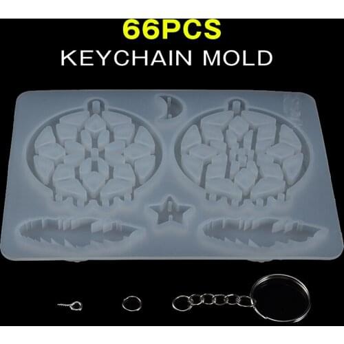 66pcs/set Dream Catcher DIY Clear Mold Resin Casting Keychain Mould Earring Epoxy Silicone Molds Jewelry Accessories Making Tool