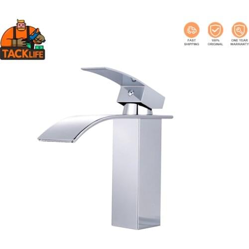 TACKLIFE DBWF01BT Brass Bathroom Faucet Waterfall Basin Faucet Single Handle Basin Faucet Hot and Cold Water Available