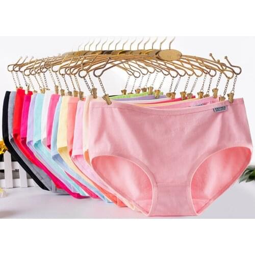 Womens Panties Cotton Underwear Solid Color Briefs Girls Low-Rise Soft Panty Women Underpants Female Lingerie