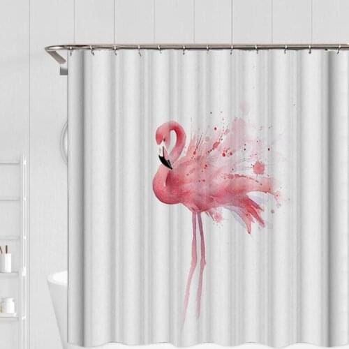 Flamingo Shower Curtains Tropical Plant Pattern Bathroom Shower Curtains