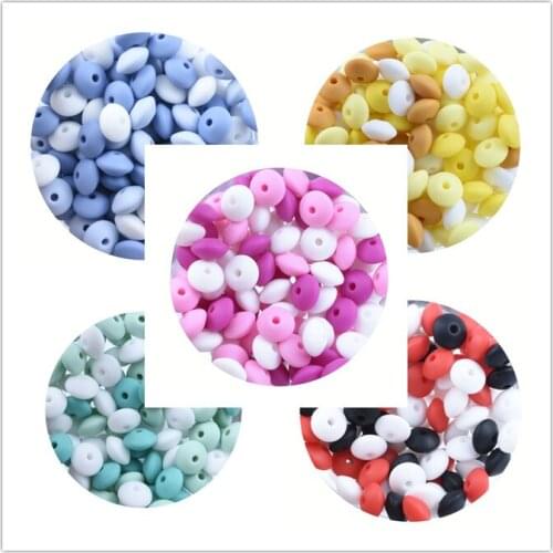 100 pcs Loose Silicone Beads Abacus Lentils 12*6mm Diy Teething Jewelry Bpa Free Baby Pacifier Chain Silicone Beads