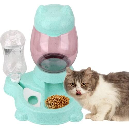 2.2L Pet Dog And Cat Automatic Feeder With 528ml Water Bottle Pet Feeding Container Water Source And Grain Two In One
