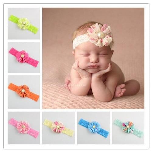 20 pcs/lot 2.75" Lace Ballerina Fabric Flower on wide lace elastic headband
