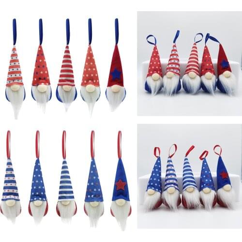5pcs 4th of July Gnome Independence Day Hanging Ornaments Patriotic Gnomes Ornaments for Independence Day Tree Decoration