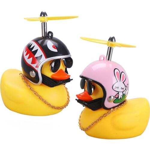 Car Ornament Duck with Helmet Broken Wind Small Yellow Duck Road Bike Motor Helmet Riding Cycling Bicycle Accessories