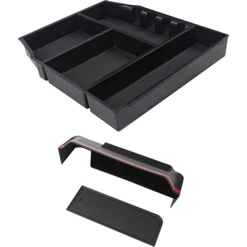 Center Console Organizer Tray for 2021 Ford F150 F-150 Car Armrest Storage Box Accessories with USB Hole and Coin Holder