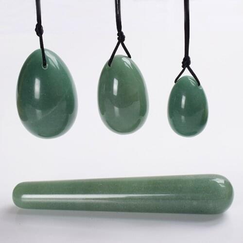 Four In One Green Dongling Stone Yoni Jade Egg Lady Kegel Fitness Apparatus Vaginal Muscle Tightening Ball Jade Massager Kegel