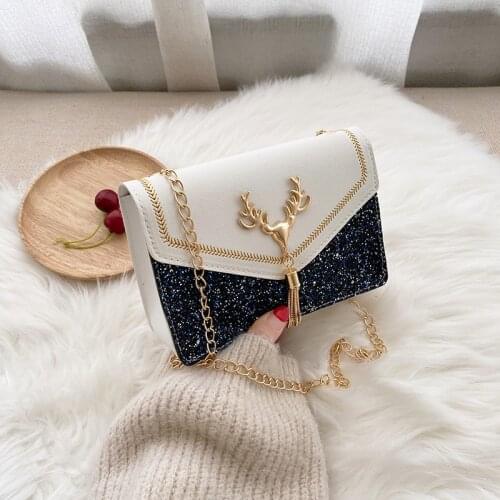 Ladies Handbags One Shoulder 2021 Summer Fashion Small Square Frosted Sequins Color Chain Mobile Phone Messenger Casual Bag