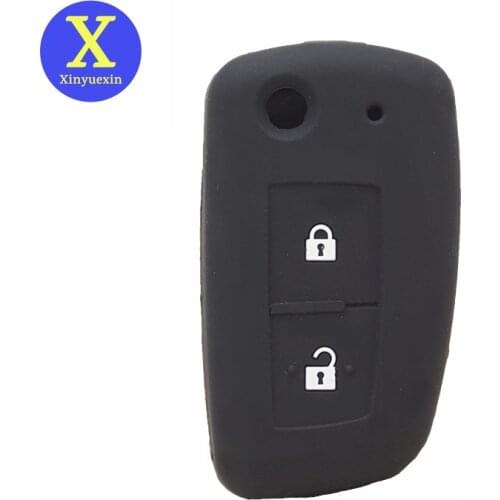 Xinyuexin Silicone Car Key Case Cover For NISSAN Qashqai 2016 X-trail Murano Maxima 2 Buttons Flip Remote Key Case Car Styling