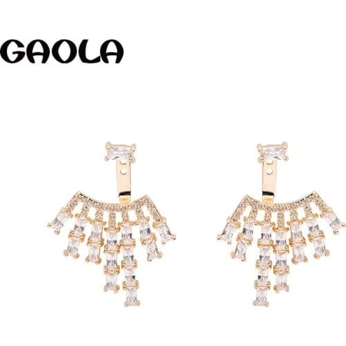 GAOLA 2017 Female Fashion Earrings Noble Wedding Jewelry Luxury Clear Cubic Zircon Bridal Plant Dangle Earrings GLE6401