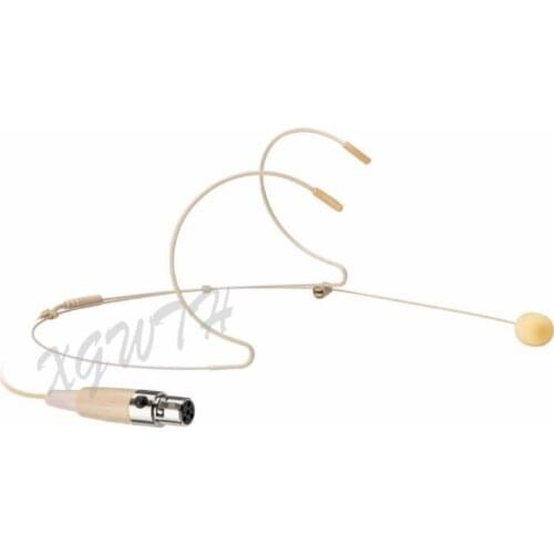 Headworn Microphone 4 Pin Mini XLR Microphone for Shure Wireless System Transmitter Beige Dual EarhookHead Mic