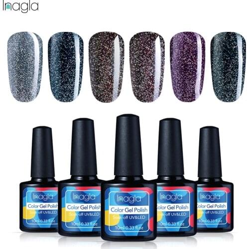 Inagla 10ML Black Diamond Series Nail Gel Polish Soak off UV LED Nail Gel Polish Lacquer Varnish Top Base Coat Manicure Salon
