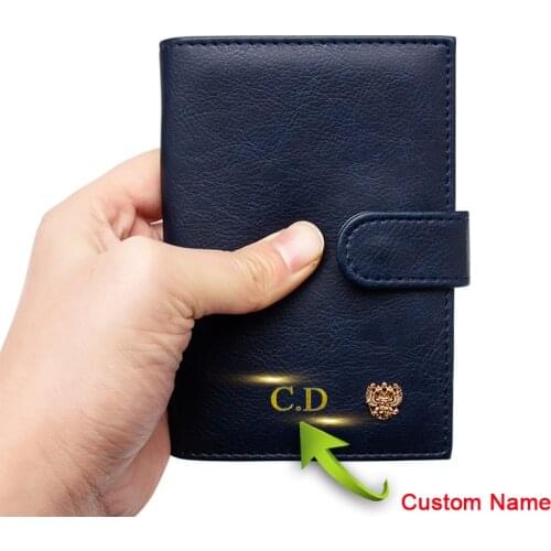 Customized Russia Women Men Passport Cover Travel Rfid Credit Card Holder Wallets Engraved Name Business Bank ID Card Case