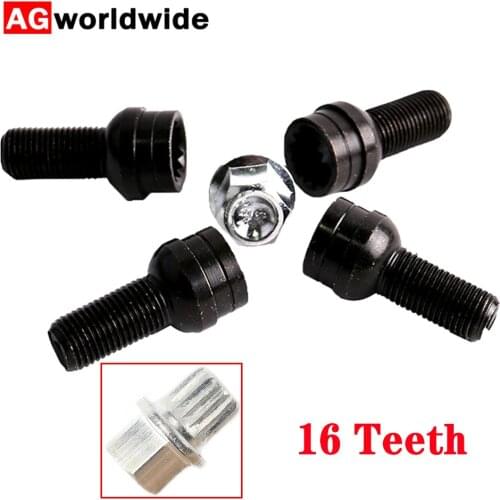 X5 Set Anti-theft Wheel Screw Bolt Lock Nut Key Adapter 8D0601139F 005 16 teeth For Volkswagen Golf Passat Audi A4 A6 A8 TT