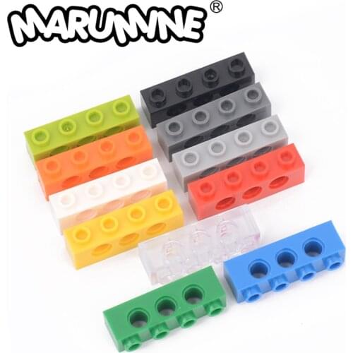 Marumine 1x4 with Hole Technic Brick 20PCS Plastic Building Blocks Parts Accessories 3701 MOC Classic Block Set For Learning