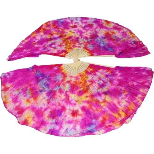 100% Silk Belly Dance Short Fans 1pc Left Hand+1pc Right Hand Handmade Dyed Mixed Colors Bamboo Ribs Dance Short Fans Customized