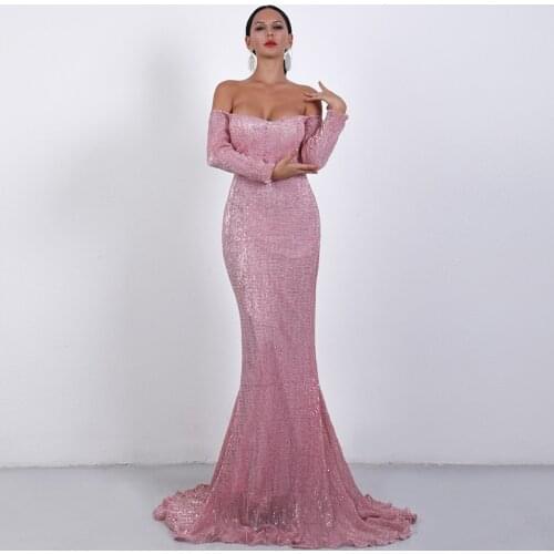 LZL Home Sexy sweetheart evening dress strapless long sleeve strapless shiny party red carpet dress special occasion 2020