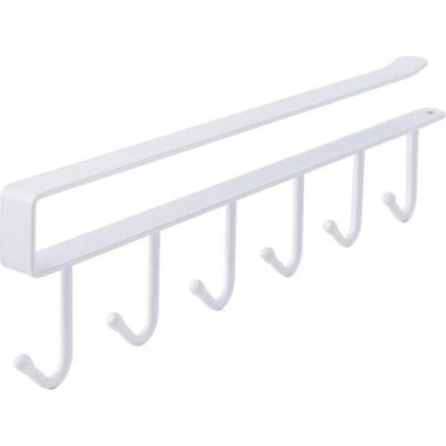 Storage Rack Multifunctional 6-row Hooks For Kitchen Seamless Wrought Iron Metal Kitchen Cabinet Hooks
