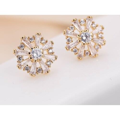 DE354 Fashion Street Snap Elegant Delicacy Geometry Zircon Earring Gift Party Banquet WOMENS Jewelry Earrings