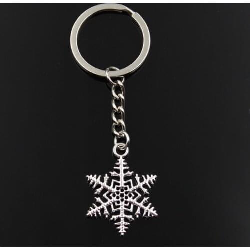 Fashion Keychain 35x26mm snow snowflake silver color pendants DIY Men Jewelry Car Key Chain Ring Holder Souvenir For Gift