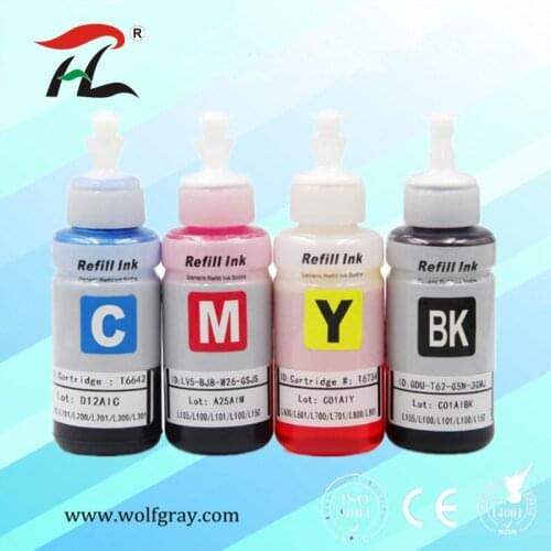 Compatible dye based refill ink kit for Epson printer L100 L110 L120 L132 L200 L210 L222 L300 L312 L355 L350 L362 L366 L550