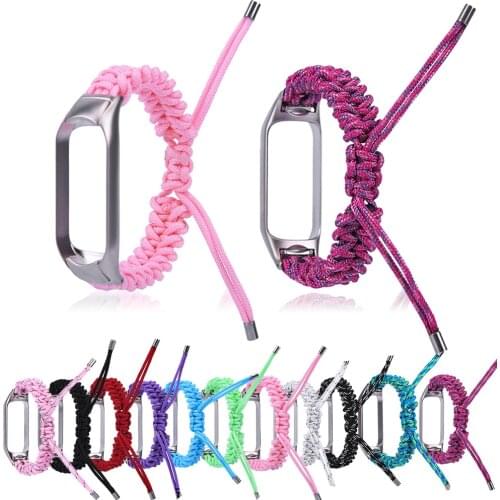 Nylon Braided Watch Strap for Xiaomi Mi Band 5 3 4 for Xiaomi Band 5 Hand-woven Belt Metal Bracelet Adjustable Buckle Fashion