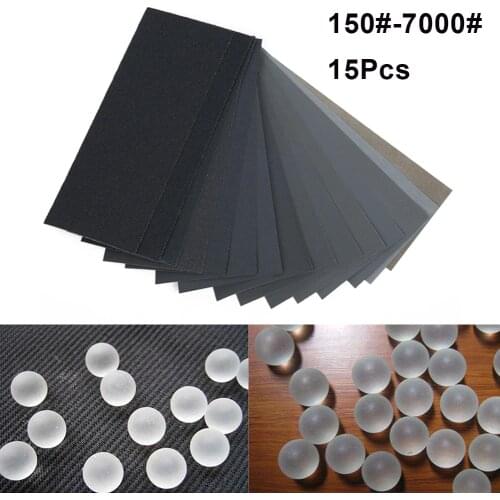 New 15Pcs Sandpapers Wet Dry Use Assorted Sand Paper Sheets Home Coarse 150-7000 Grit Polishing Car Metal Glass Wood Sandpaper
